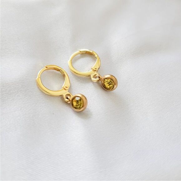 5 for $25 Tiny Crystal Charm Earrings Gold Huggie Hoops Rhinestone Diamond … - Picture 2 of 2